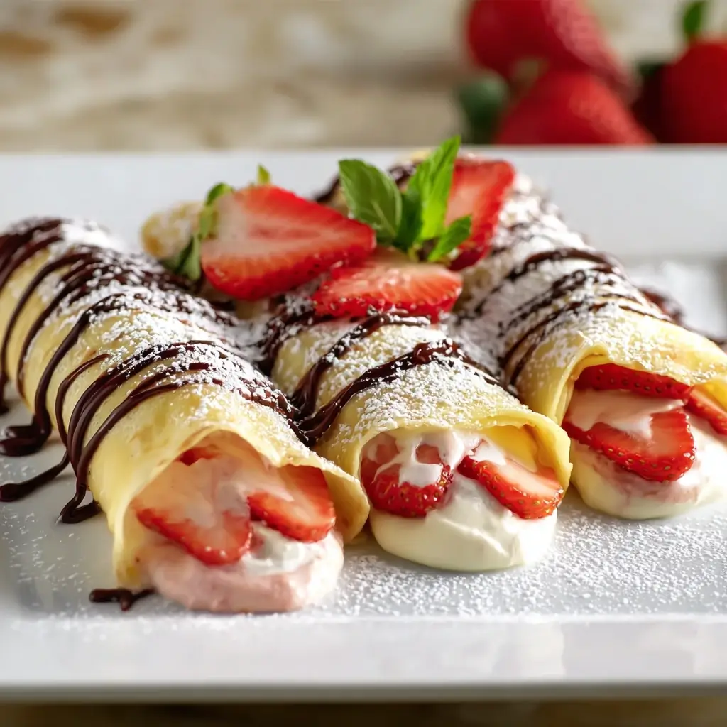 Dessert Crepes with Strawberry Cream Recipe