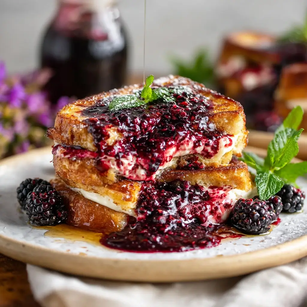 Cream Cheese-Stuffed Blackberry French Toast