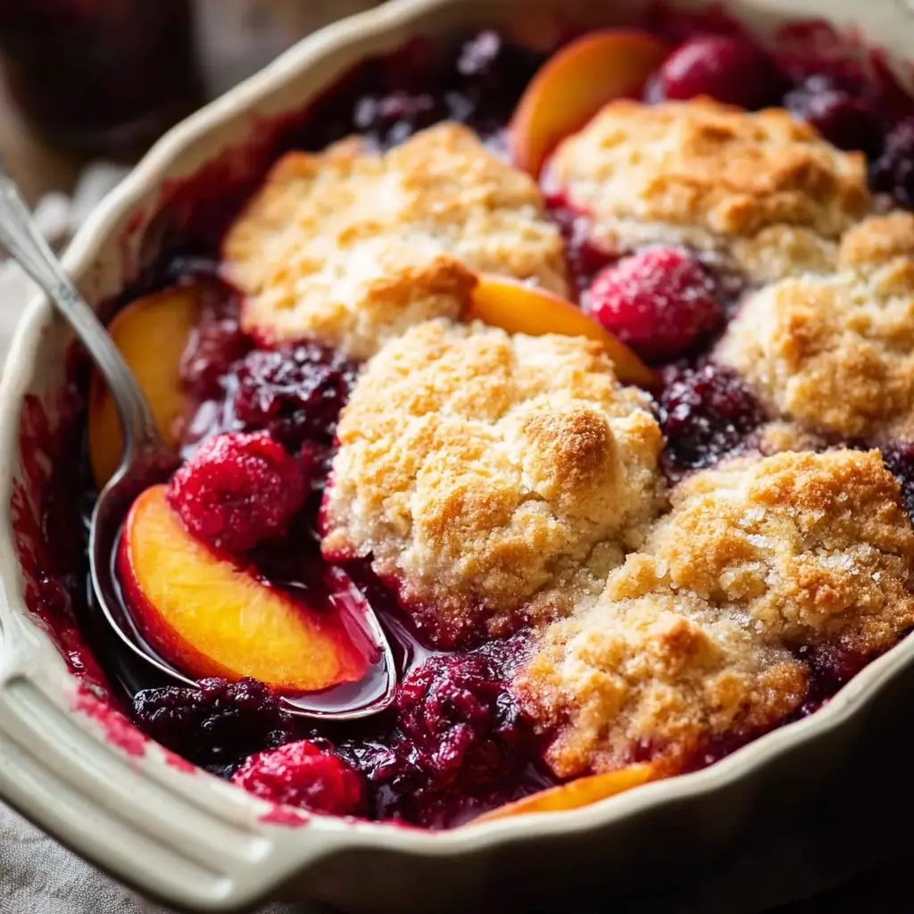 Easy Peach and Raspberry Cobbler Recipe
