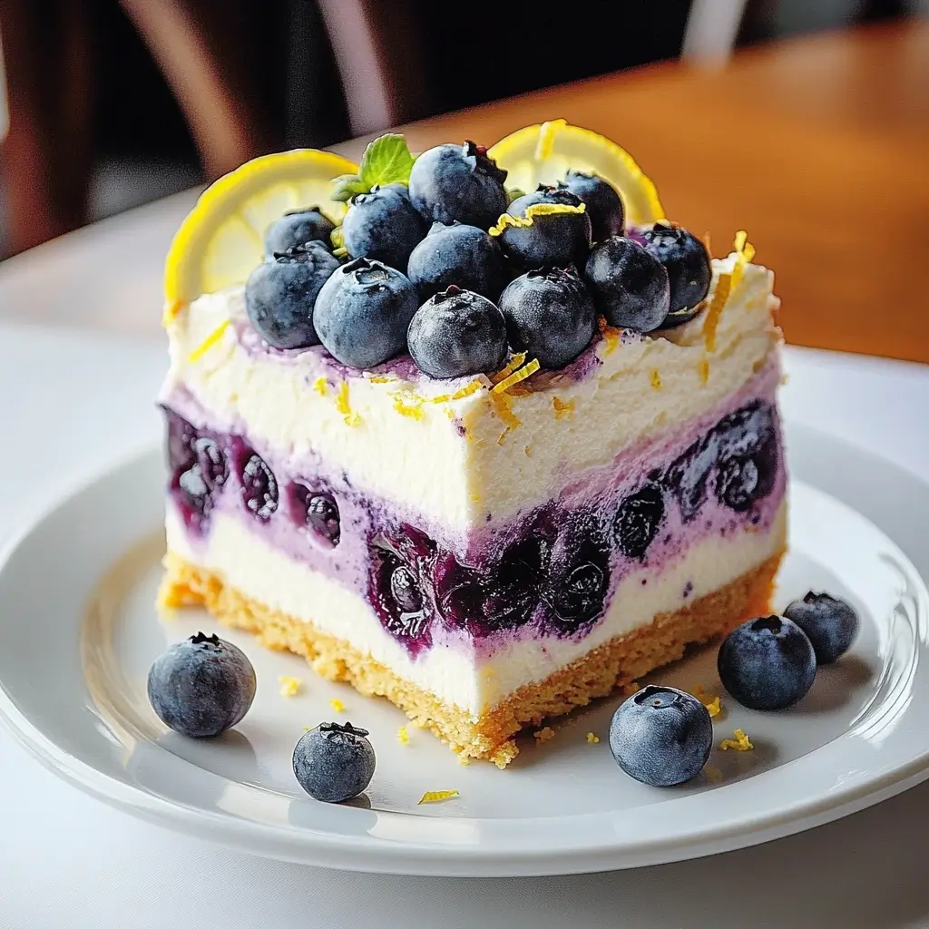 Lemon Blueberry Shortbread Mousse Cake