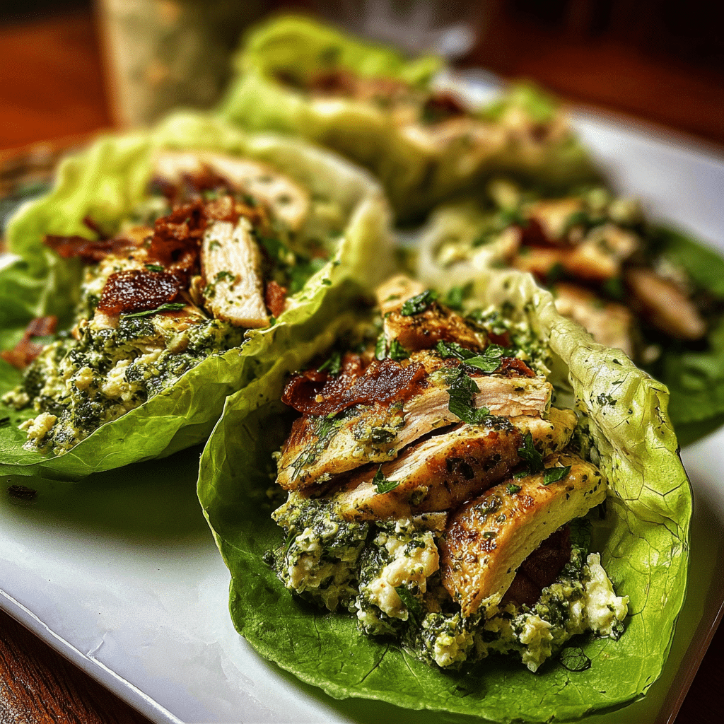 Pesto Chicken Lettuce Wraps