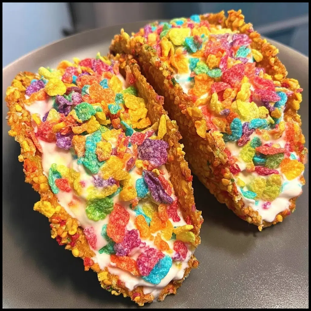 Fruity Pebbles Cheesecake Tacos