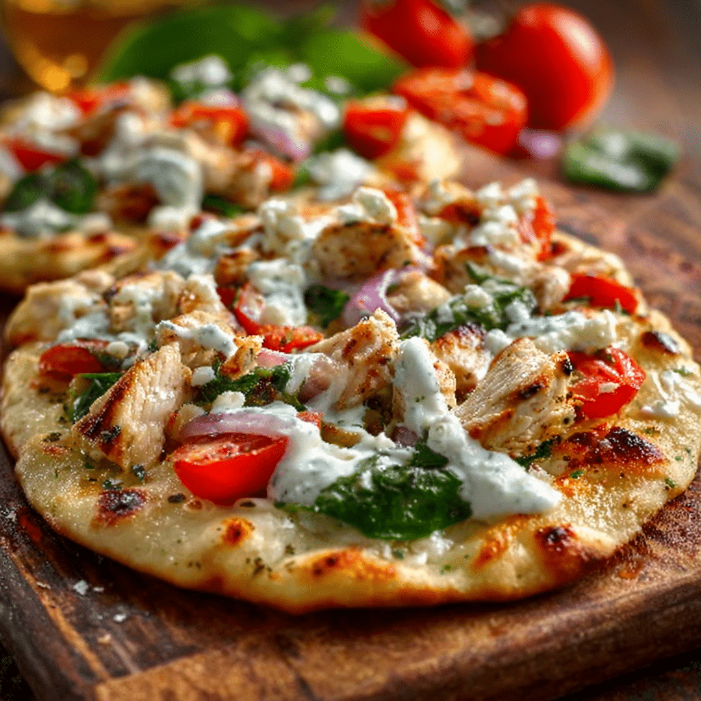 Tzatziki Chicken & Veggie Naan Pizza