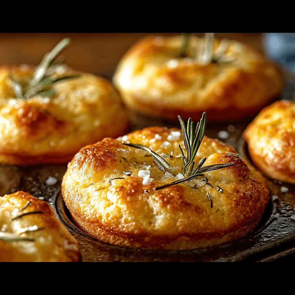 Golden Crust Garlic Rosemary Focaccia Muffins