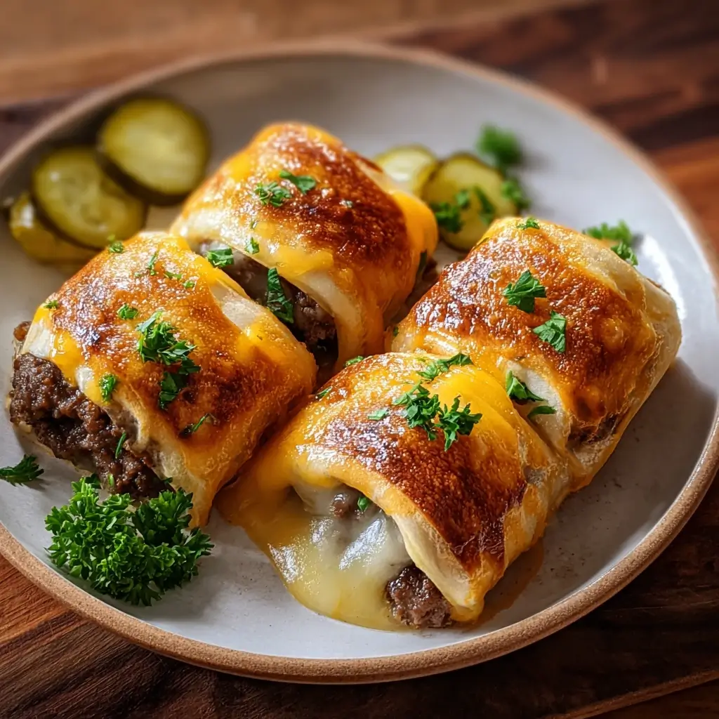 Easy Garlic Butter Beef Cheeseburger Rollups