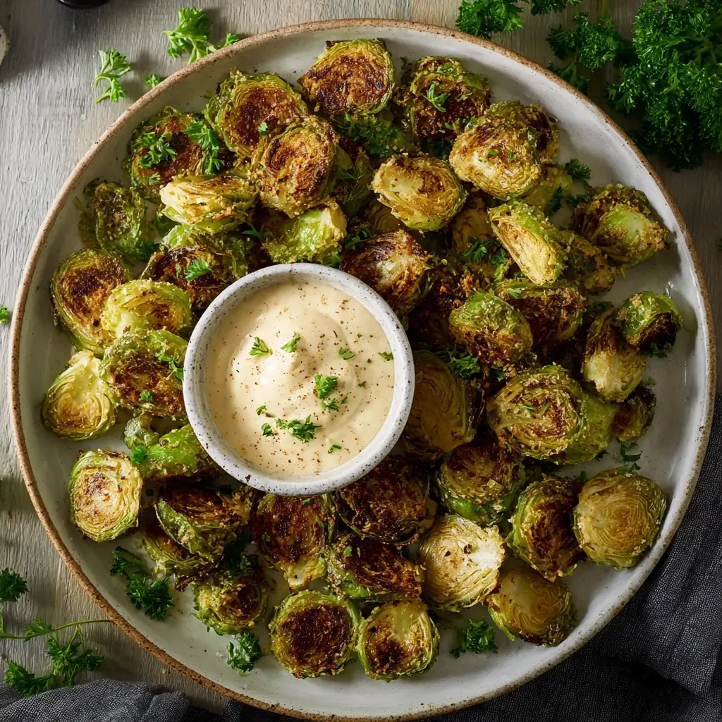 Crispy Brussels Sprouts with Dijon Aioli