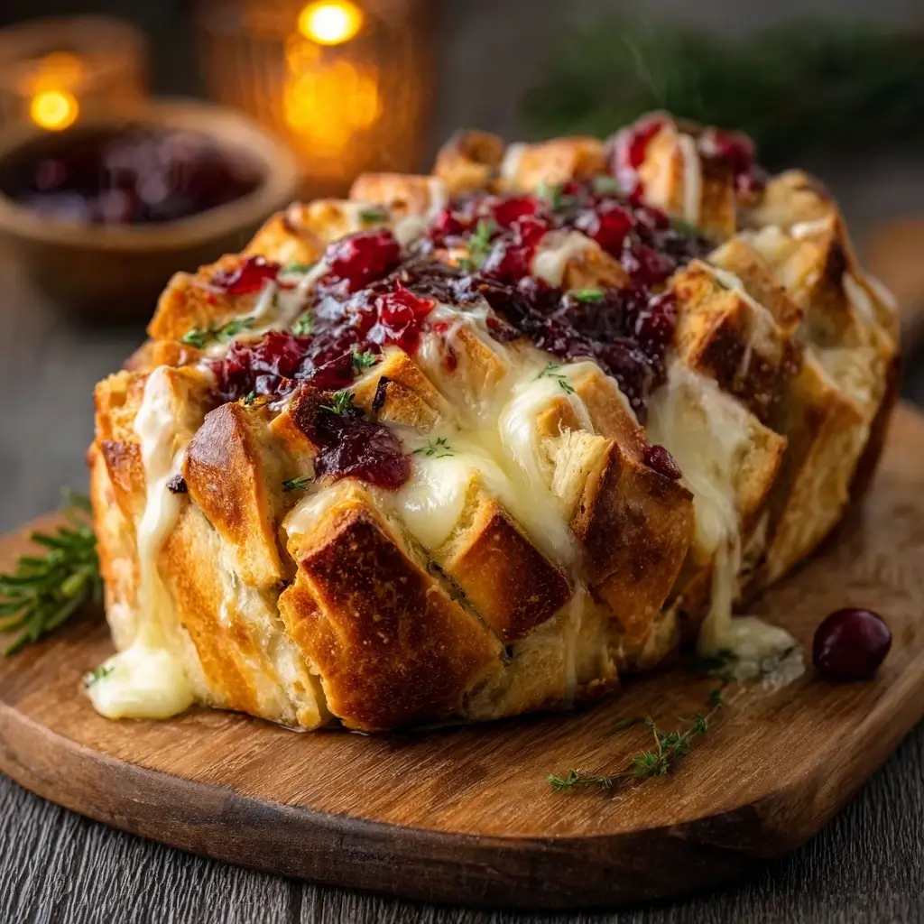 Pull Apart Sourdough Brie Cranberry Bread