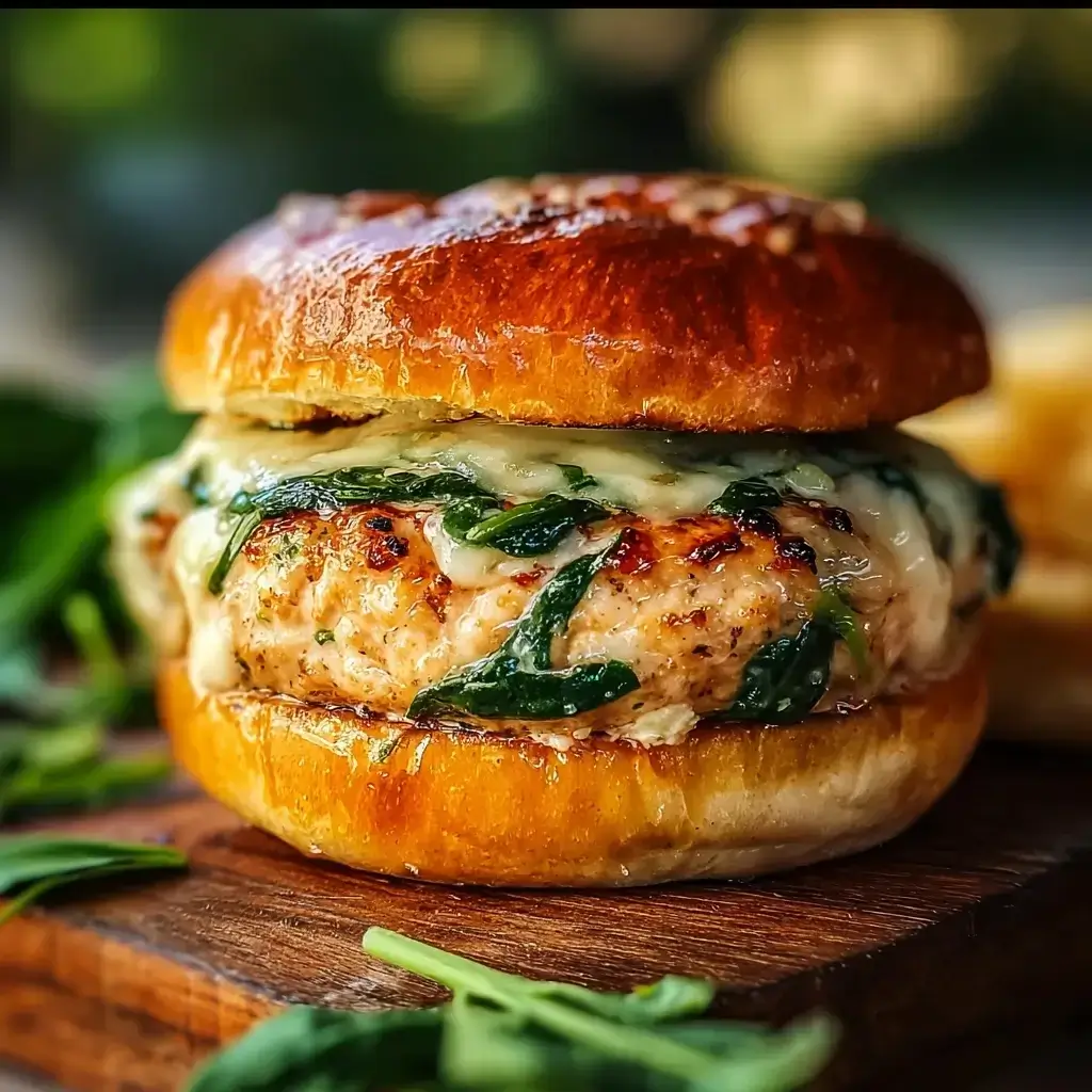 White Cheddar Spinach Chicken Burgers