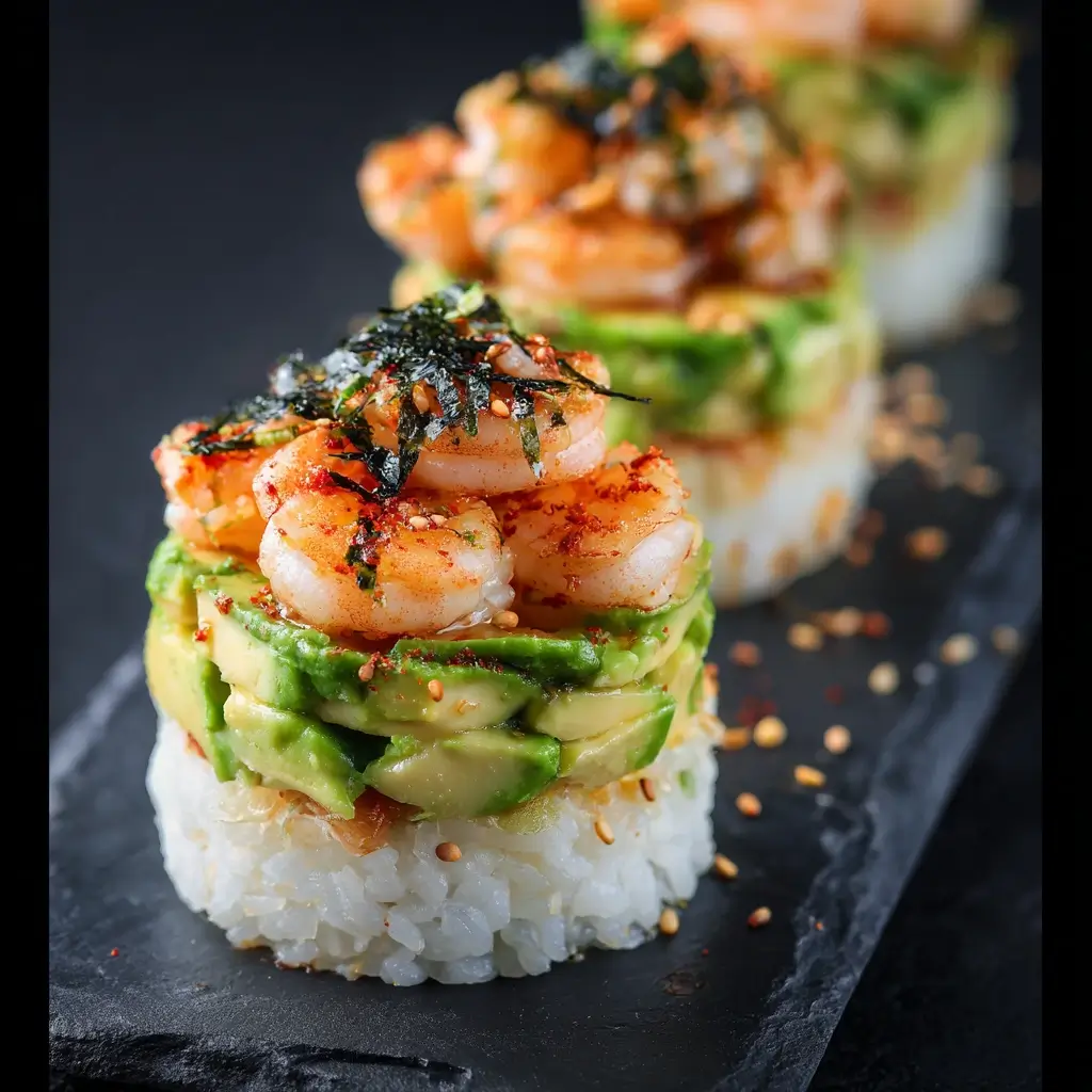 Spicy Shrimp Sushi Stacks Recipe
