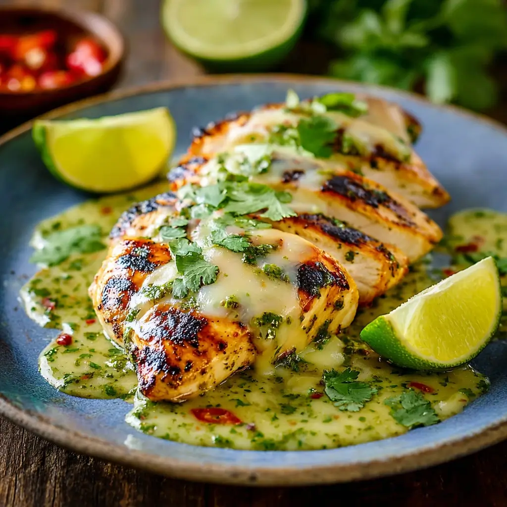 Grilled Salsa Verde Pepper Jack Chicken