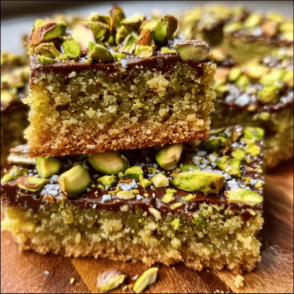 Brown Butter Dubai Pistachio Cookie Bars