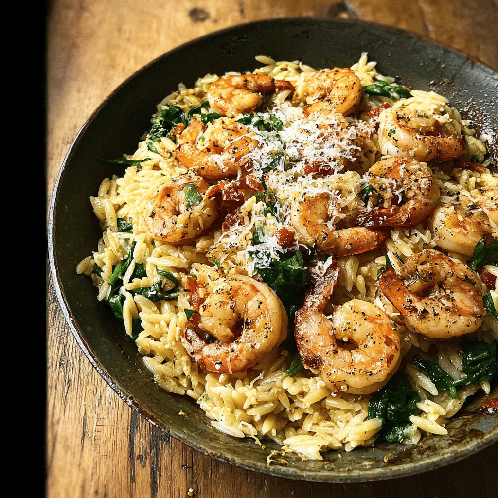 One Pan Parmesan Orzo with Shrimp