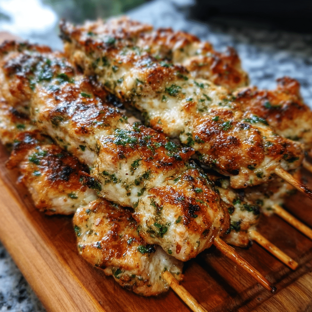 Ranch Garlic Parmesan Chicken Skewers