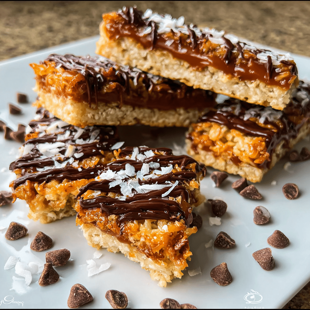 Samoas Cookie Caramel Coconut Bars