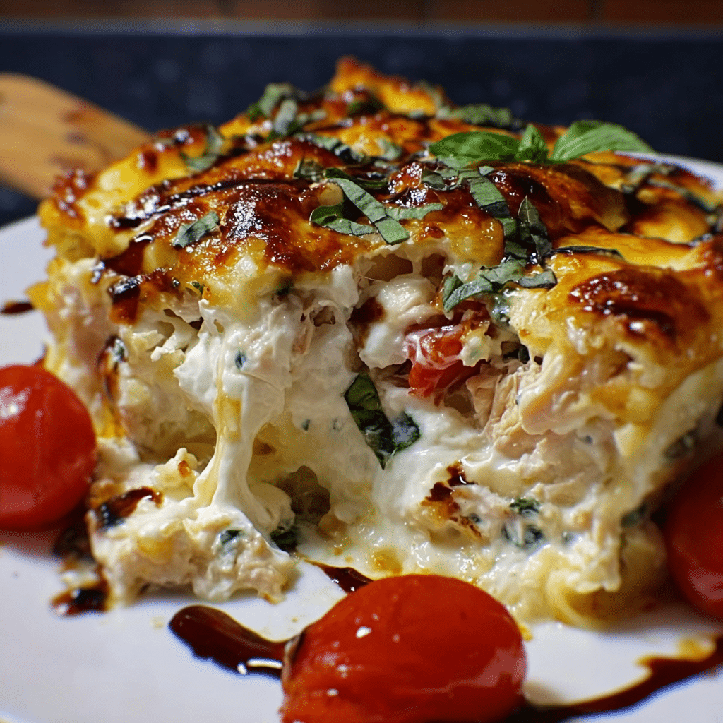 White Chicken Caprese Lasagna