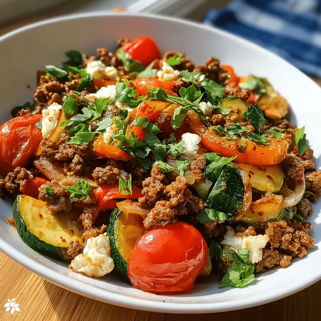 Mediterranean Ground Beef Stir Fry