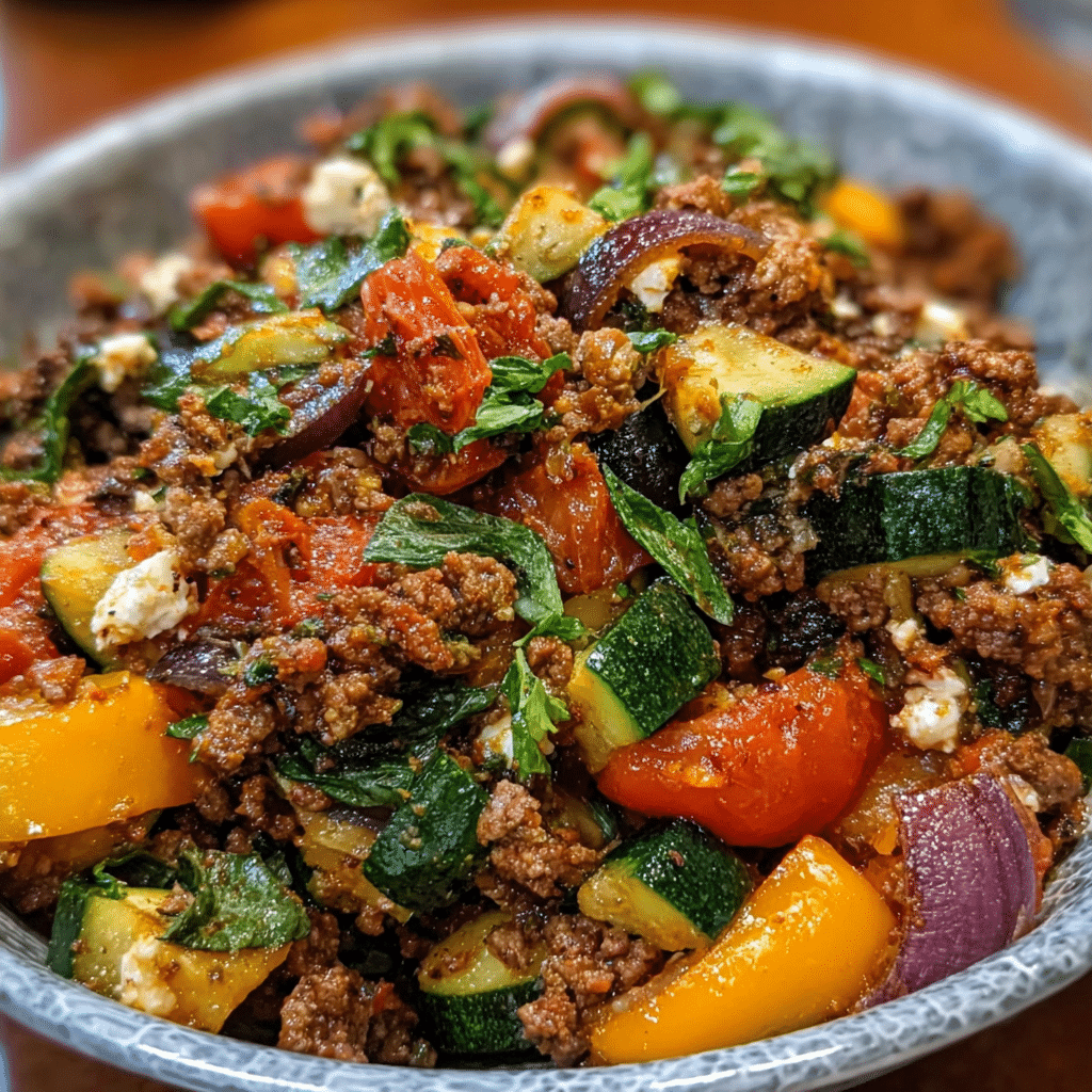 Mediterranean Ground Beef Stir Fry