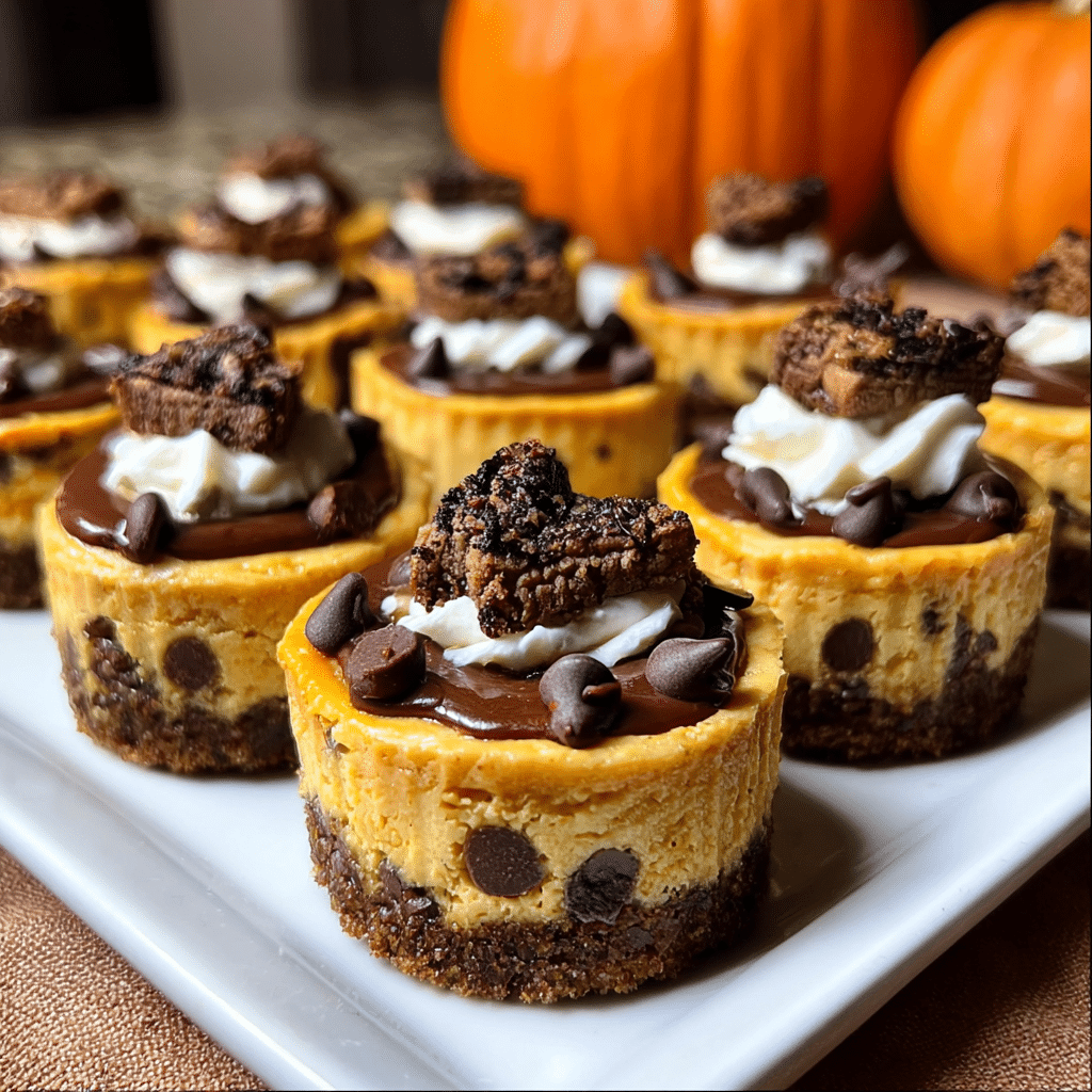 Mini Chocolate Chip Pumpkin Cheesecakes