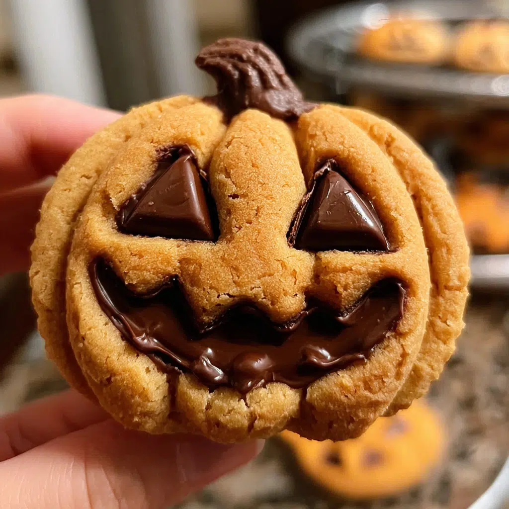 Milk Chocolate Stuffed Jack-O-Lantern Cookies