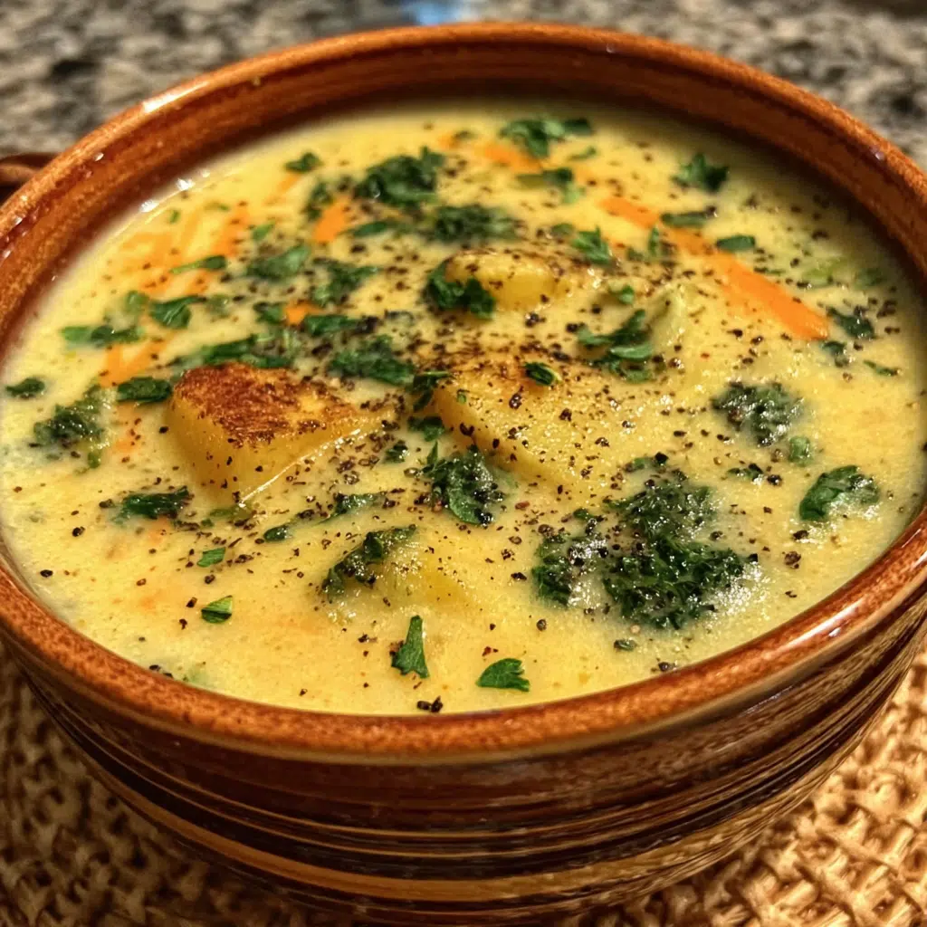 Hearty Cheddar Garlic Herb Potato Soup