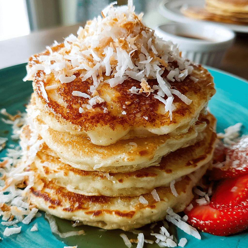 Sweet Coconut Cream Pancakes