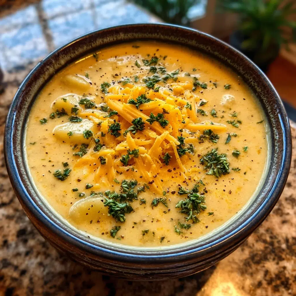 Hearty Cheddar Garlic Herb Potato Soup