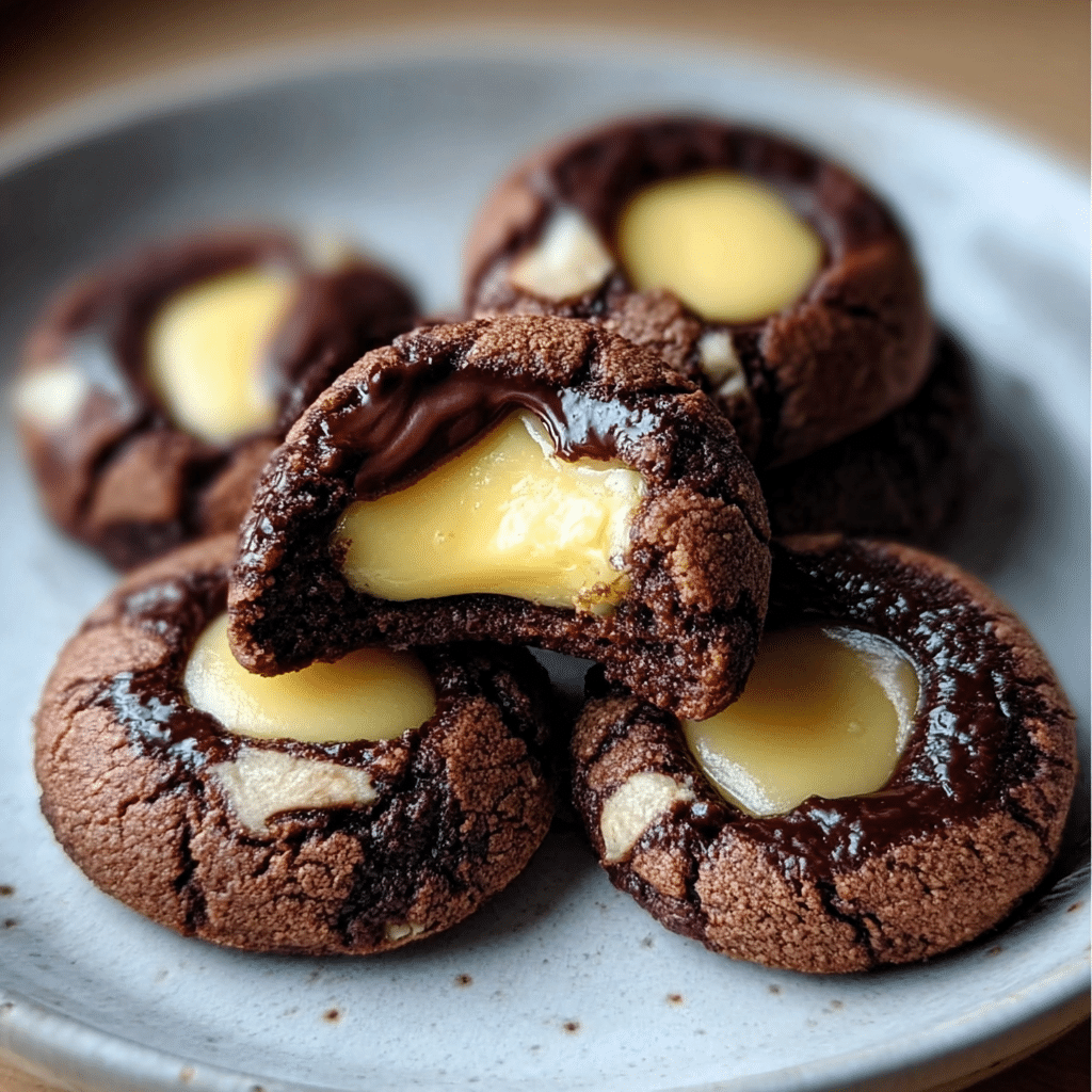 Chocolate Thumbprint Cookies with Custard Filling