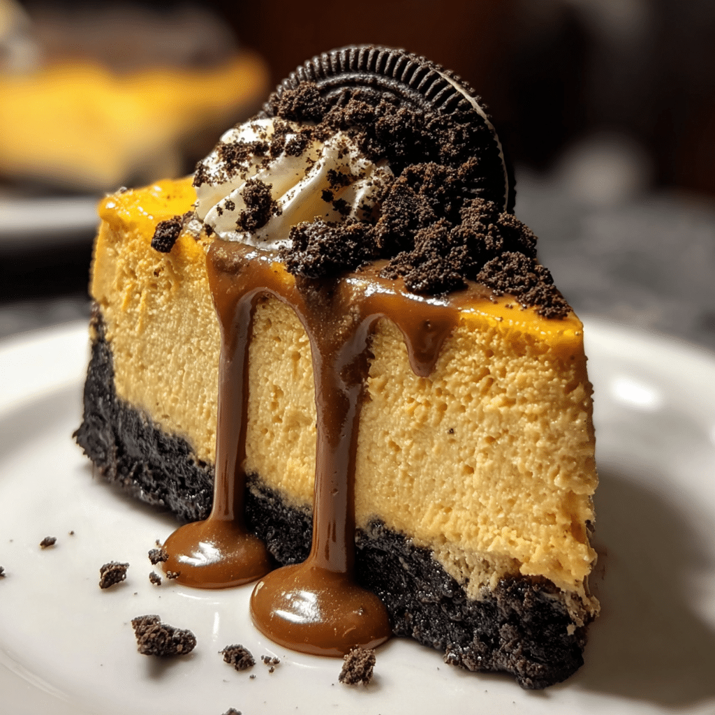 Pumpkin Butterscotch Cheesecake with Oreo Crust