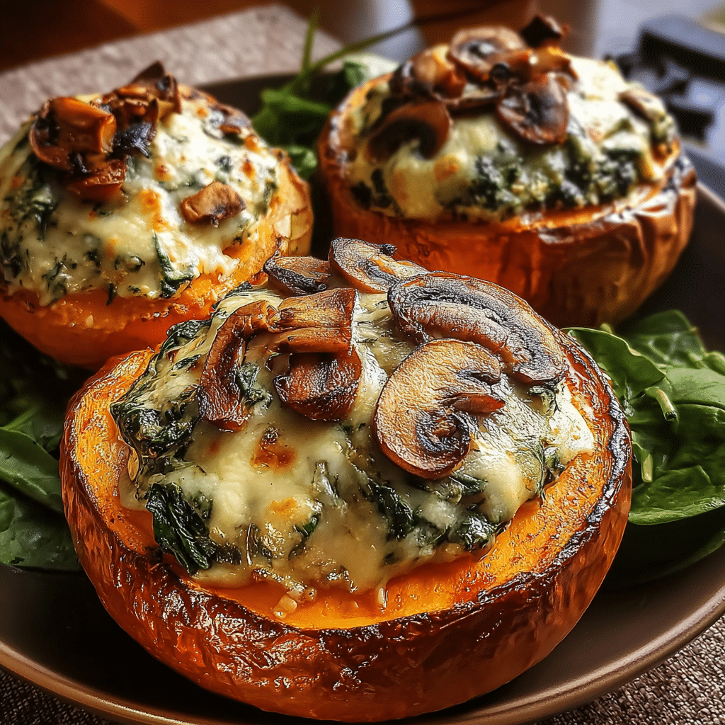 Cozy Up with Mushroom and Spinach Stuffed Pumpkin