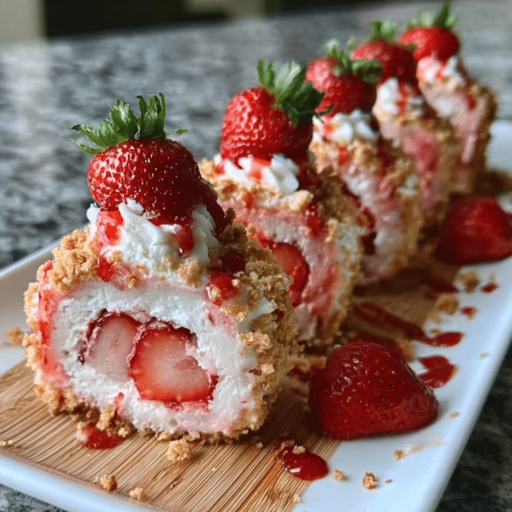 Strawberry Shortcake Sushi Rolls