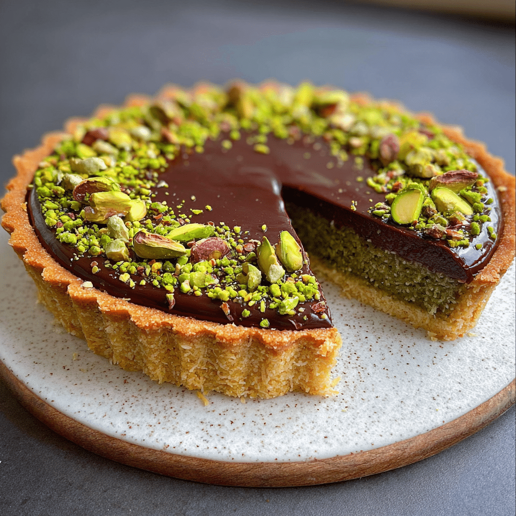 Dubai Chocolate Tart with Pistachio Kataifi Filling