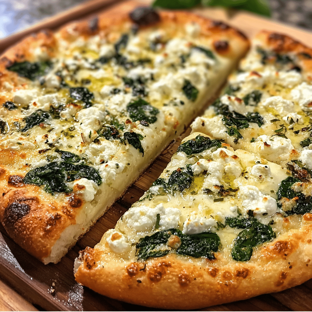Greek Roasted Garlic Spinach White Pizza Delight