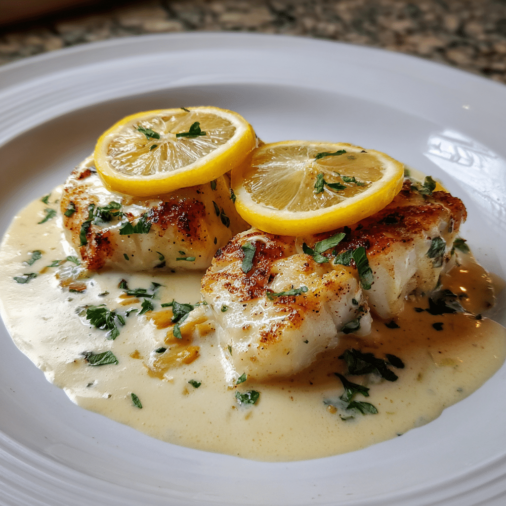 Baked Cod in Coconut Lemon Cream Sauce