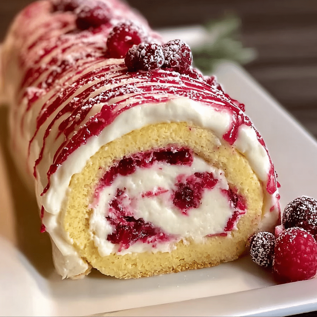 Raspberry Swirl Christmas Roll