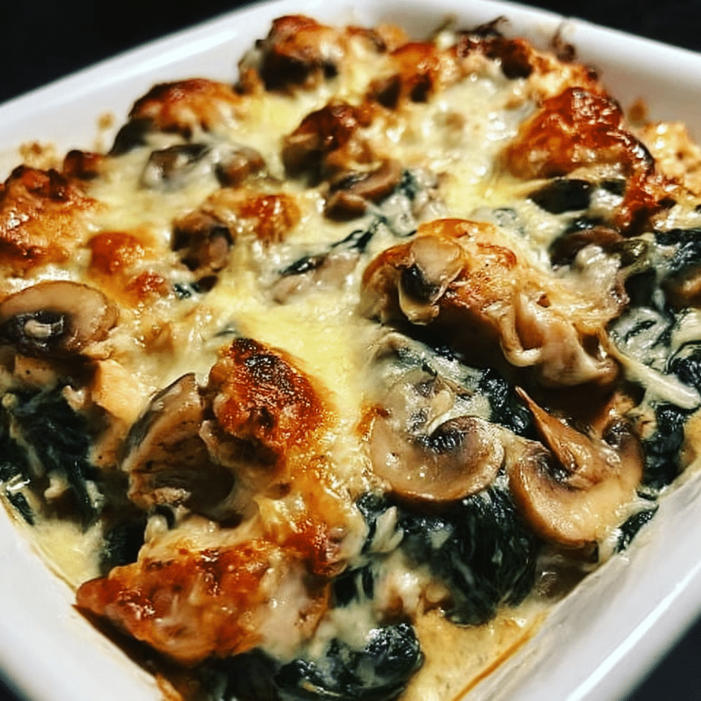 Creamy Chicken Spinach Mushroom Casserole Recipe