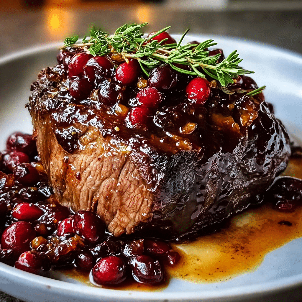 Slow-Braised Beef Roast with Cranberry Glaze
