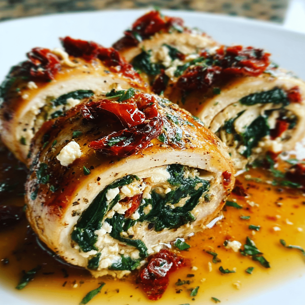 Rolled Up Chicken With Feta Spinach And Sun Dried Tomatoes