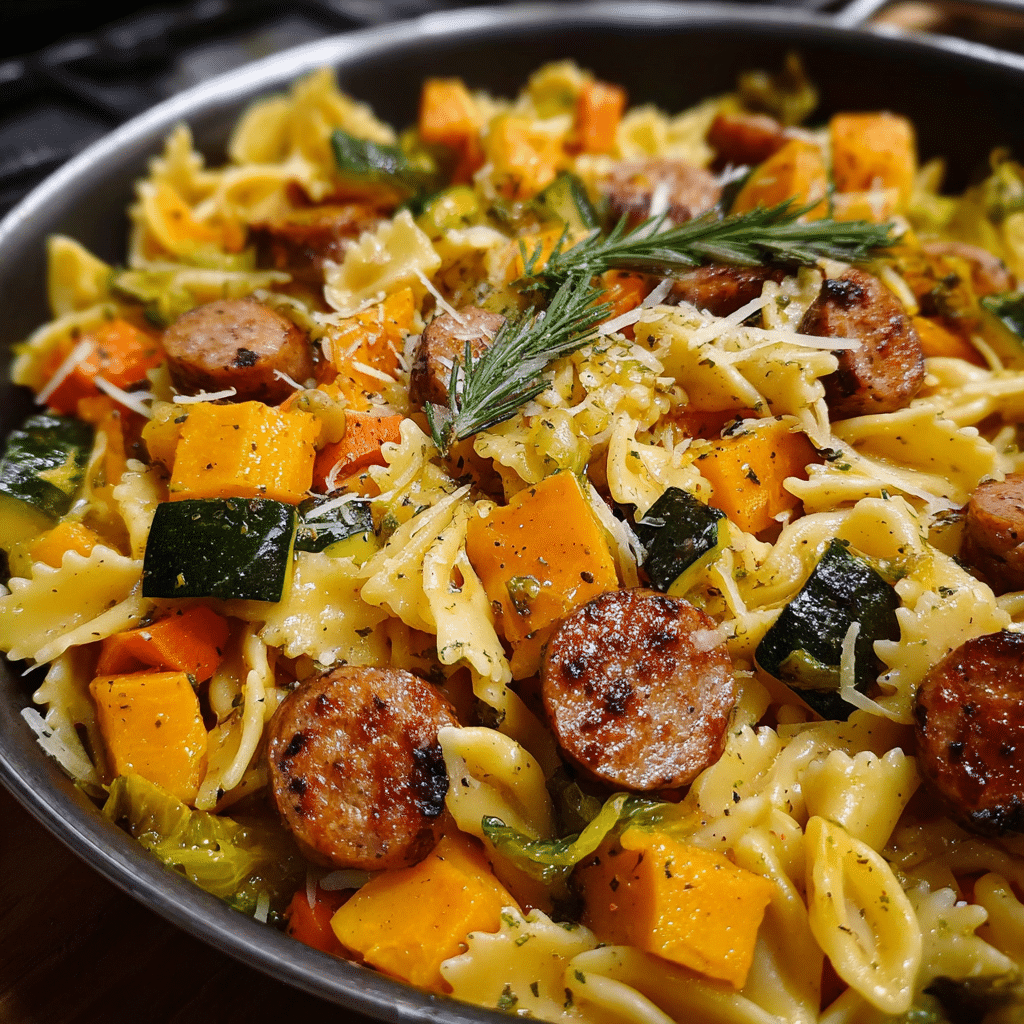 Delicious Autumn Sausage Pasta Squash
