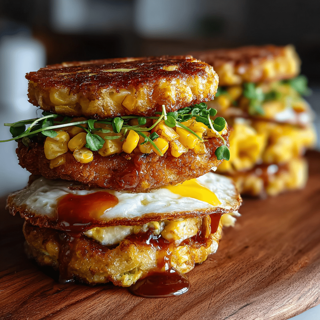 sweet corn fritter breakfast sandwiches