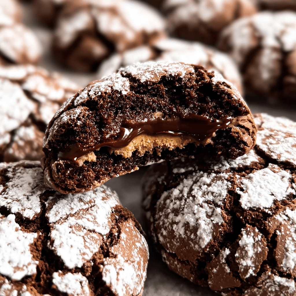 Chocolate Crinkle Cookies with Reese’s Peanut Butter Filling – The Ultimate Soft & Gooey Treat