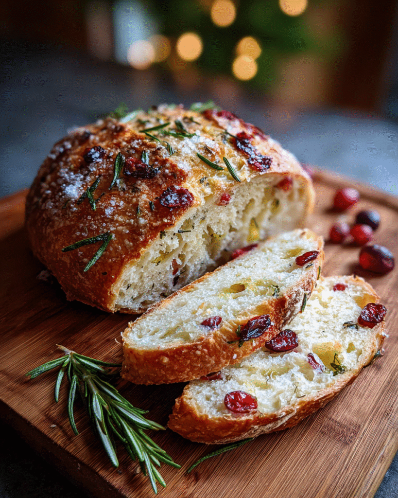 No-Knead Rosemary Cranberry Bread: Bake Like a Pro!