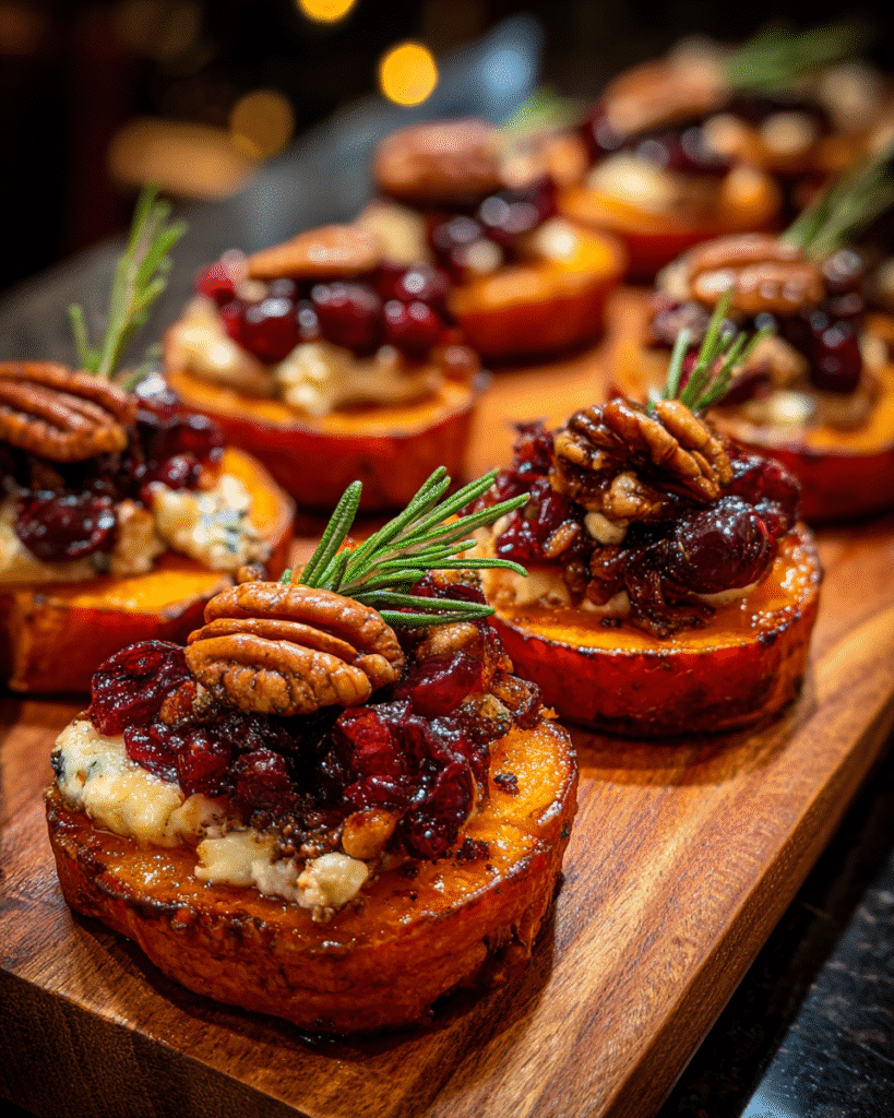 Sweet Potato Rounds: Brie, Cranberry & Pecan Magic!