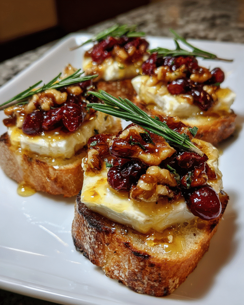 Warm Brie & Cranberry Walnut Crostini: Heavenly Holiday Appetizer