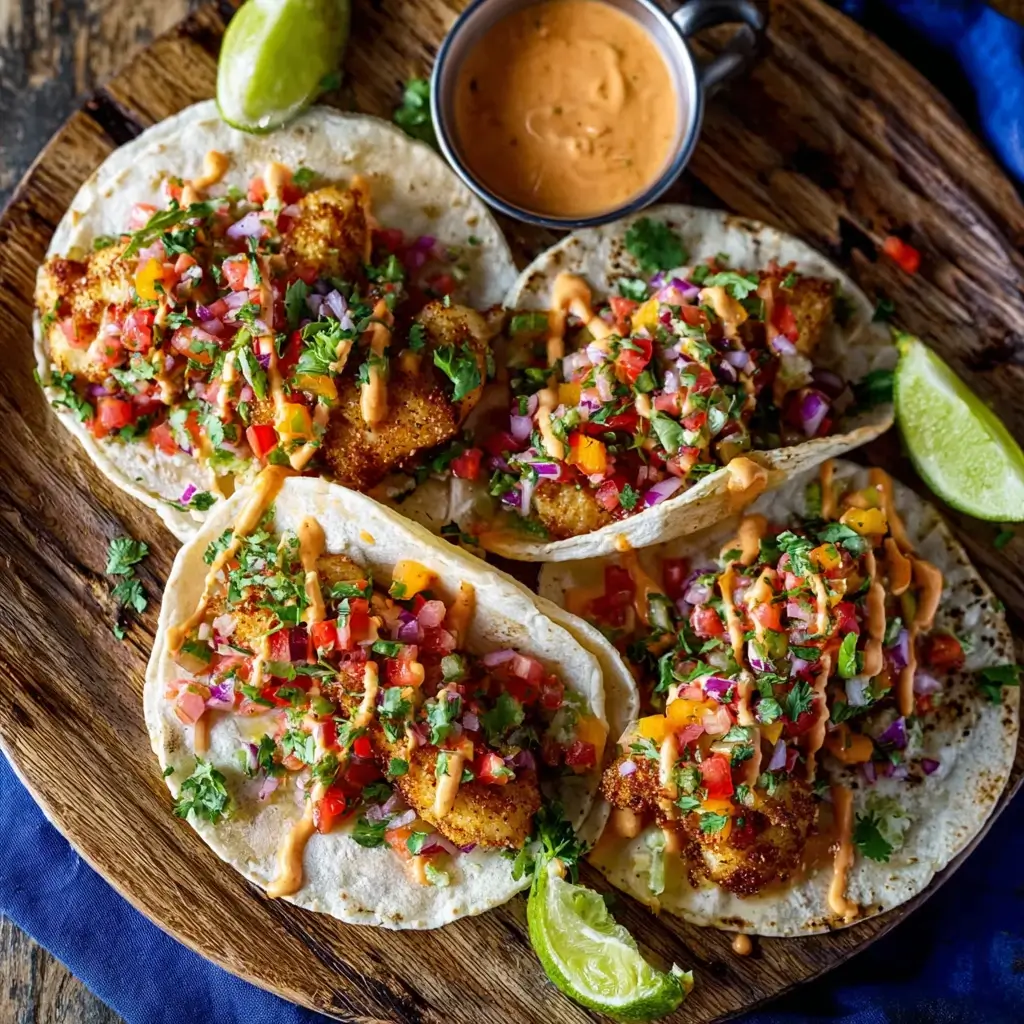 Crispy Fish Tacos with Pico De Gallo