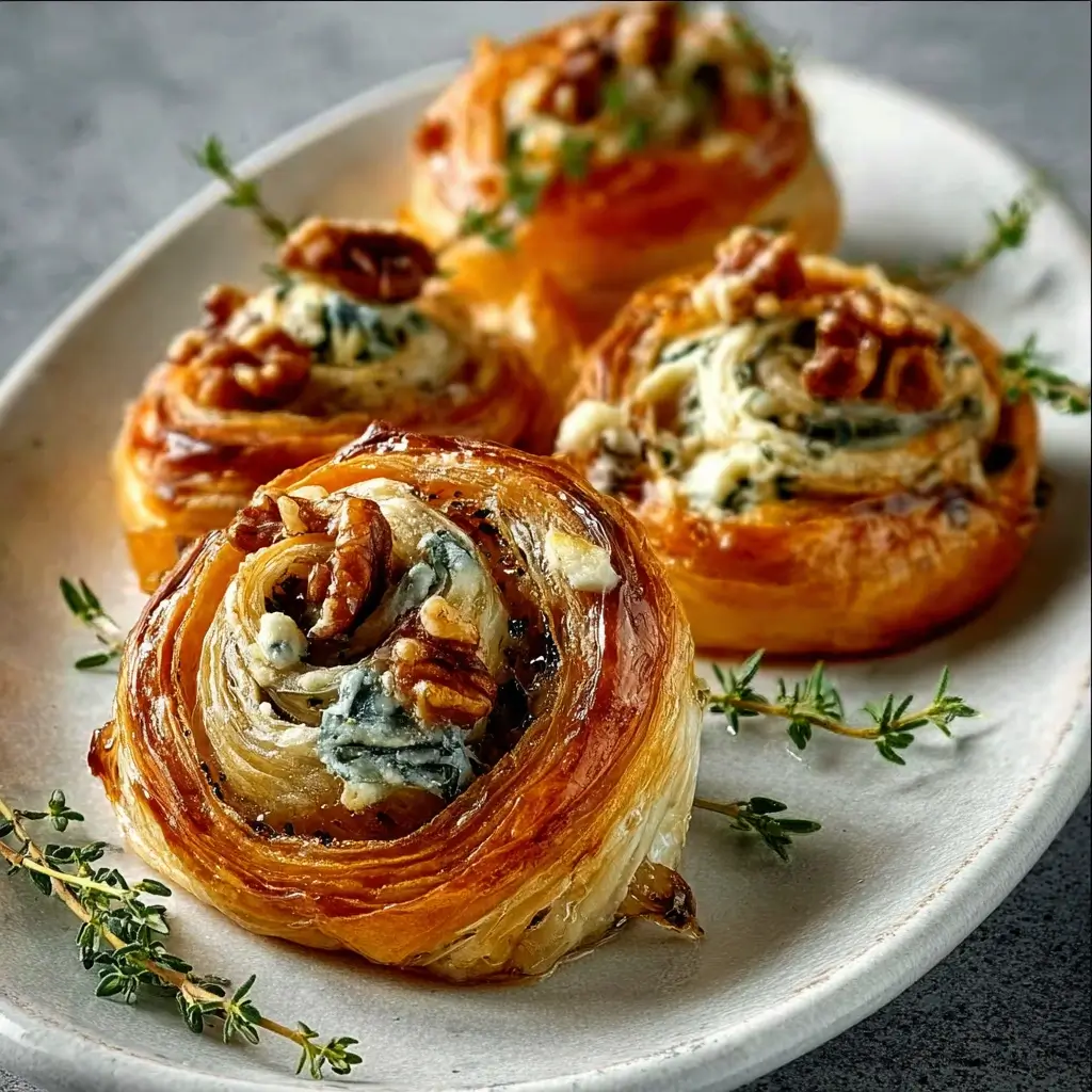 Blue Cheese Walnut Thyme Puff Pastry