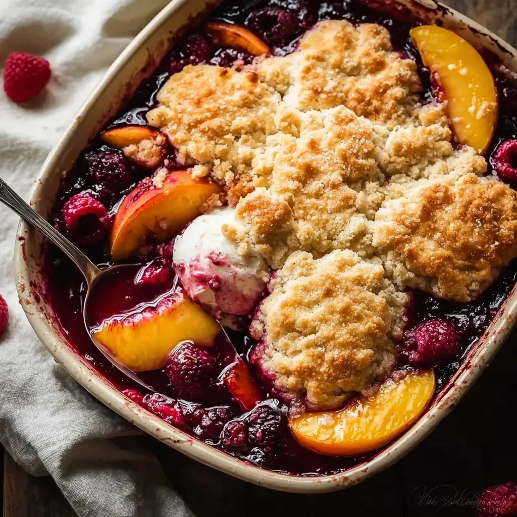 Easy Peach and Raspberry Cobbler Recipe