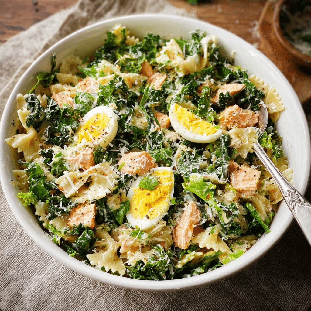Kale and Salmon Caesar Salad