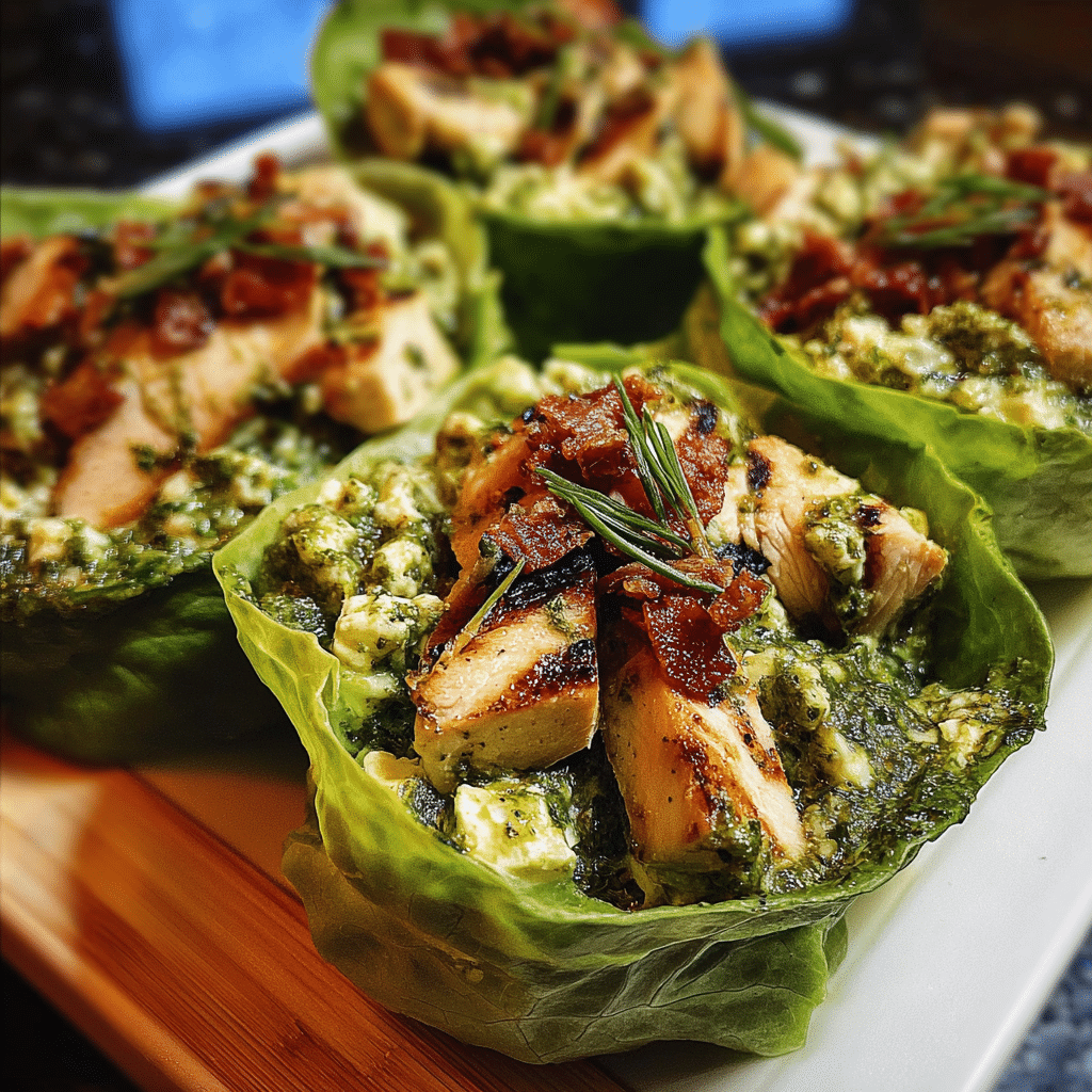 Pesto Chicken Lettuce Wraps