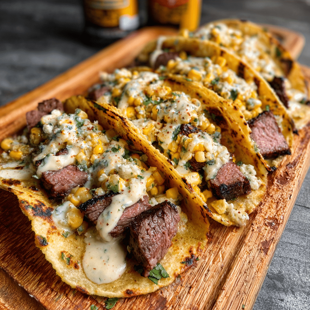 Grilled Steak Elote Tacos