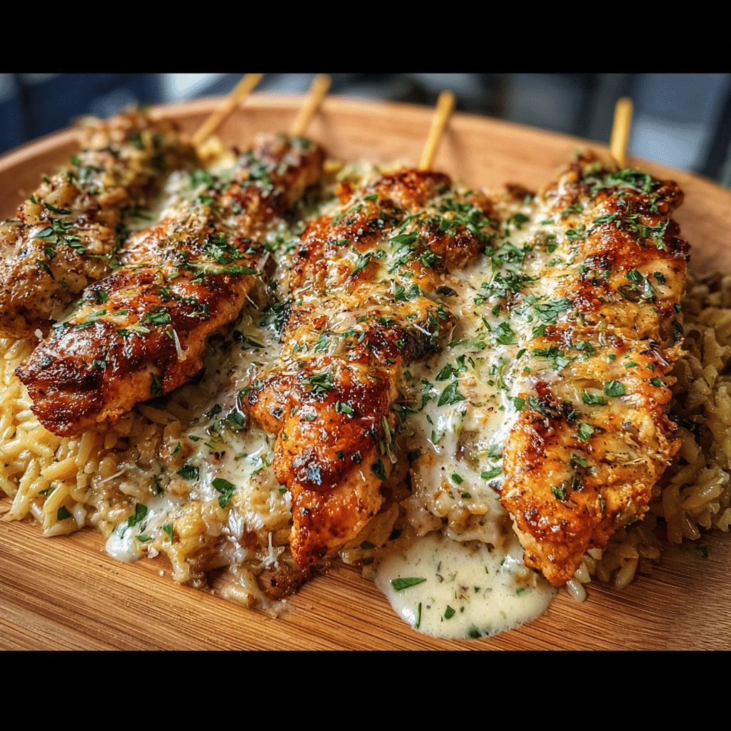 Blackstone Garlic Parmesan Chicken Skewers